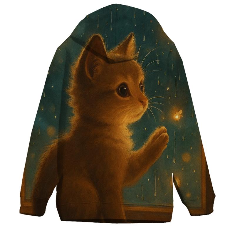 Rainy Window Paws And Fireflies pullover hoodies