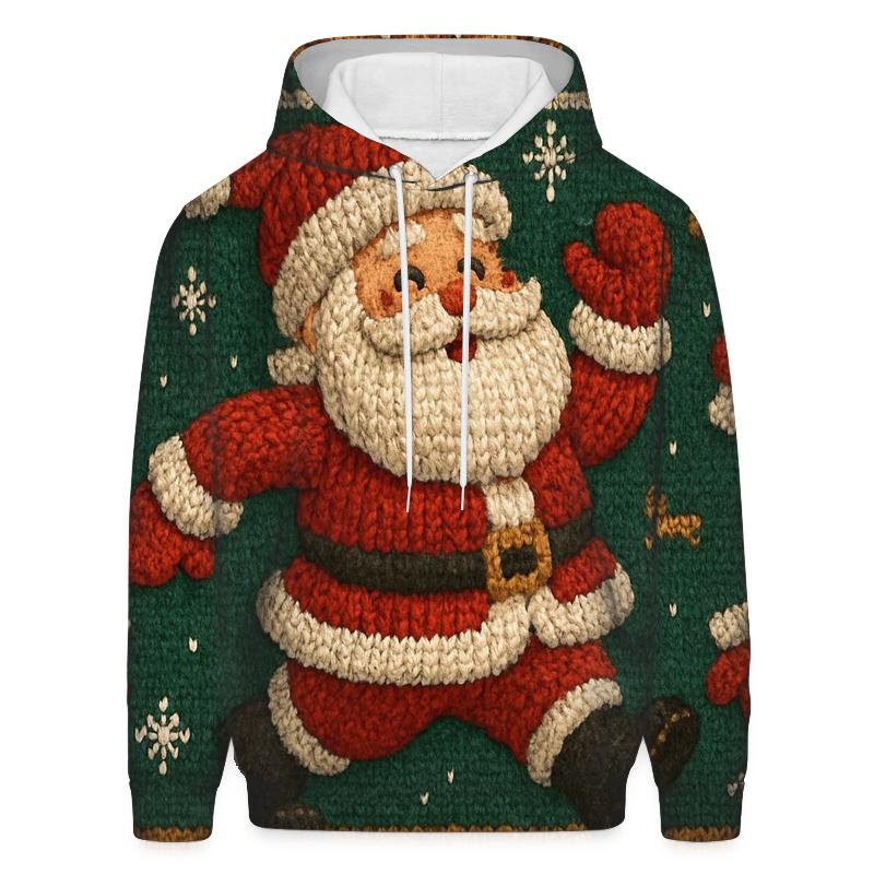 Retro Knit Pattern Santa Parade Scene printed hoodies