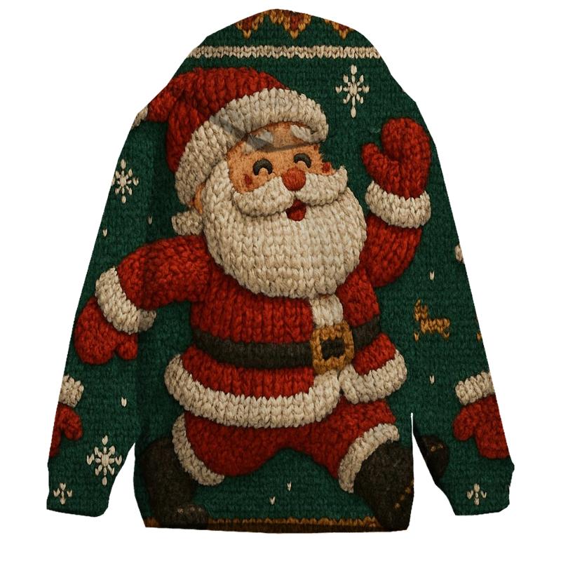 Retro Knit Pattern Santa Parade Scene printed hoodies