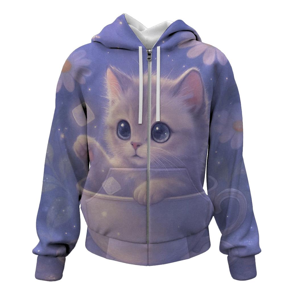 Moonlit Teacup Kitten Garden custom hoodies
