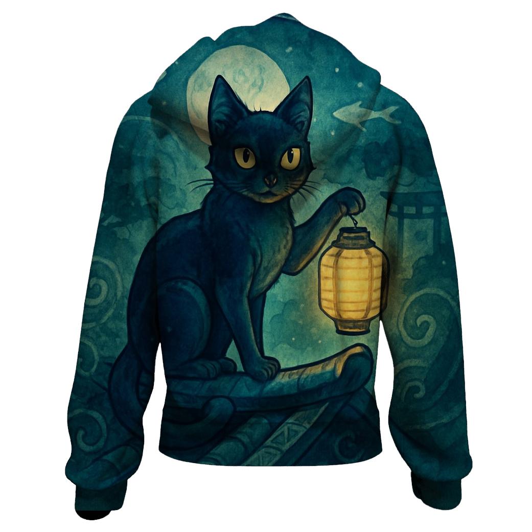 Midnight Lantern Guardian Cat premium hoodies