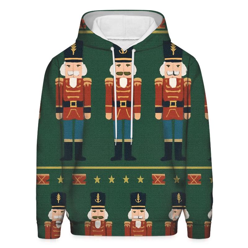 Nutcracker Soldier Border Stripe On Green Background designer hoodies