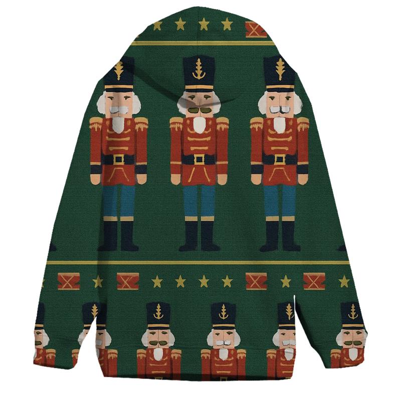 Nutcracker Soldier Border Stripe On Green Background designer hoodies