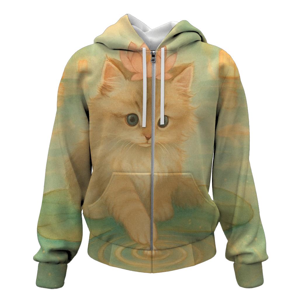Lantern Lake Lotus Cat zip-up hoodies