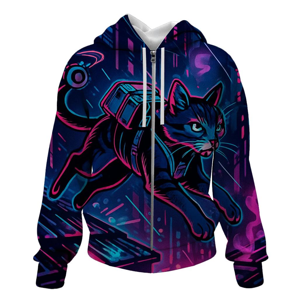 Neon Alley Courier Cat hoodie designs