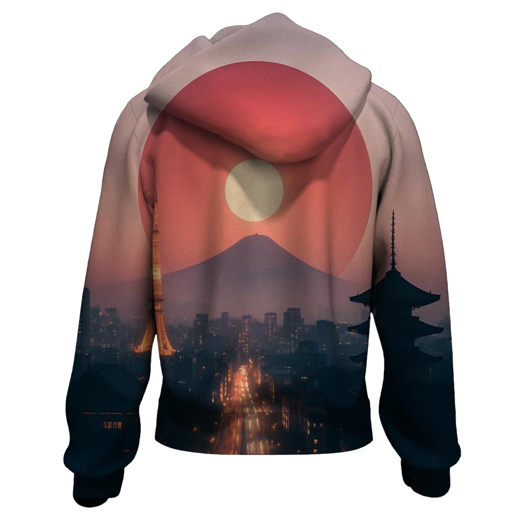 Skyline Double Exposure Japan pullover hoodies