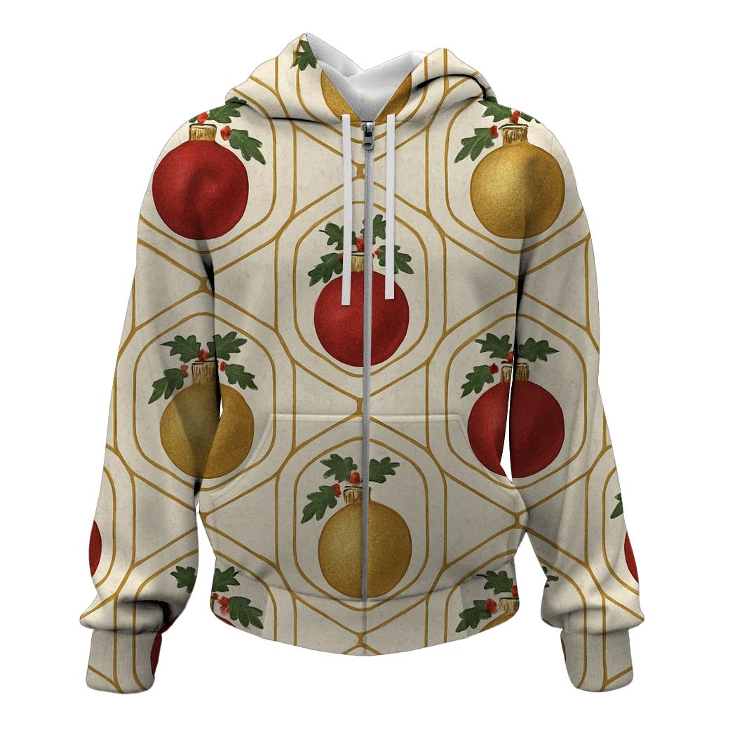 Crimson Ornament Medallion Tessellation On Ivory Background printed hoodies