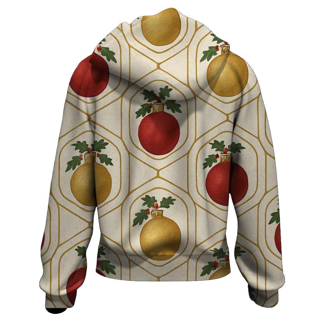 Crimson Ornament Medallion Tessellation On Ivory Background printed hoodies