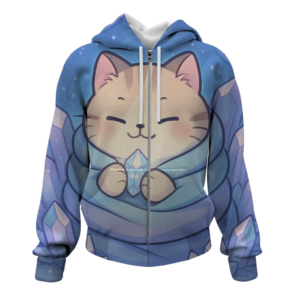Crystal Cave Cozy Blanket Cat zip-up hoodies