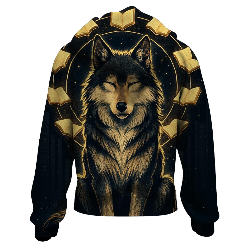 Celestial Library Spirit Wolf pullover hoodies