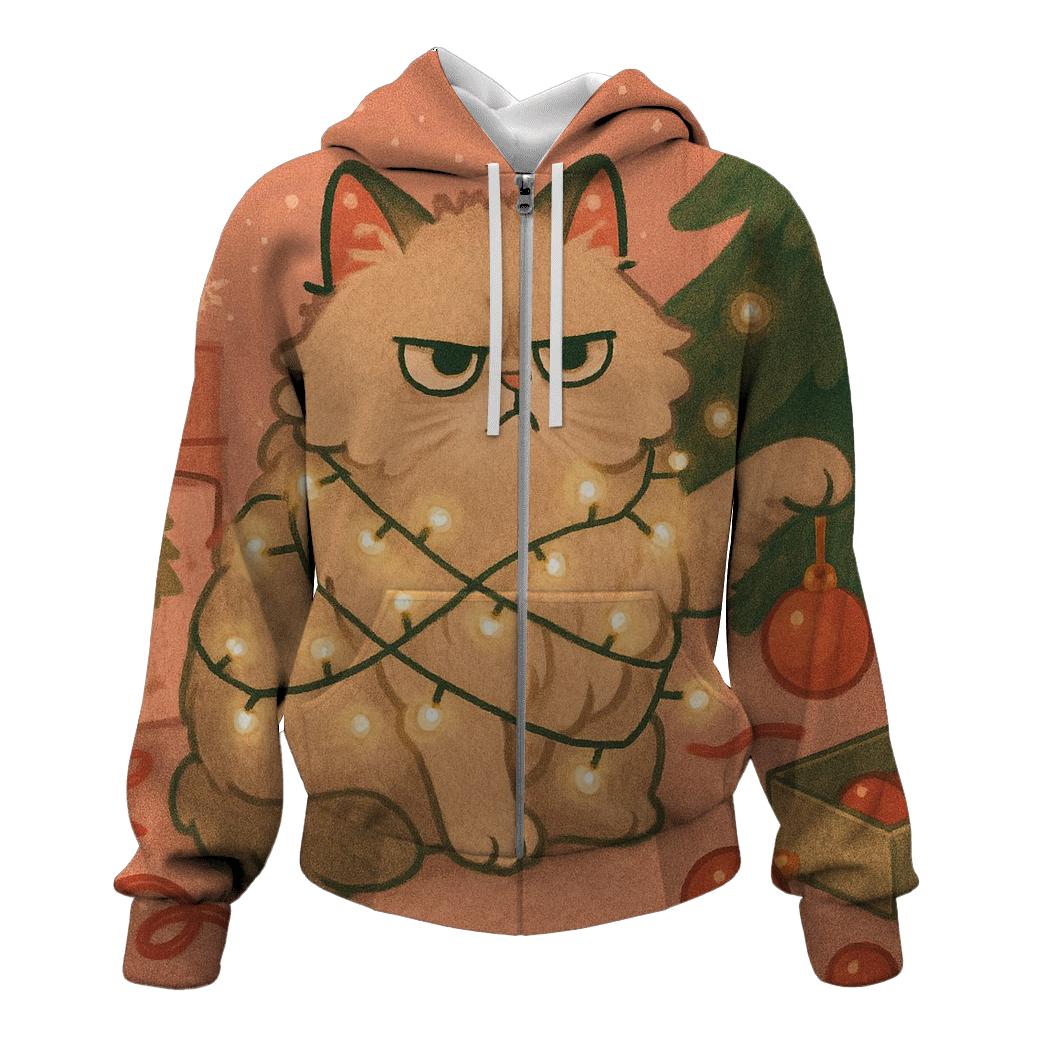 Grumpy Cat Tangled In Fairy Lights hoodie styles
