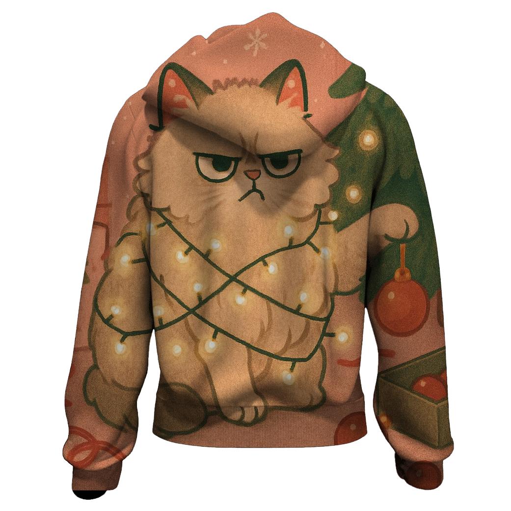 Grumpy Cat Tangled In Fairy Lights hoodie styles