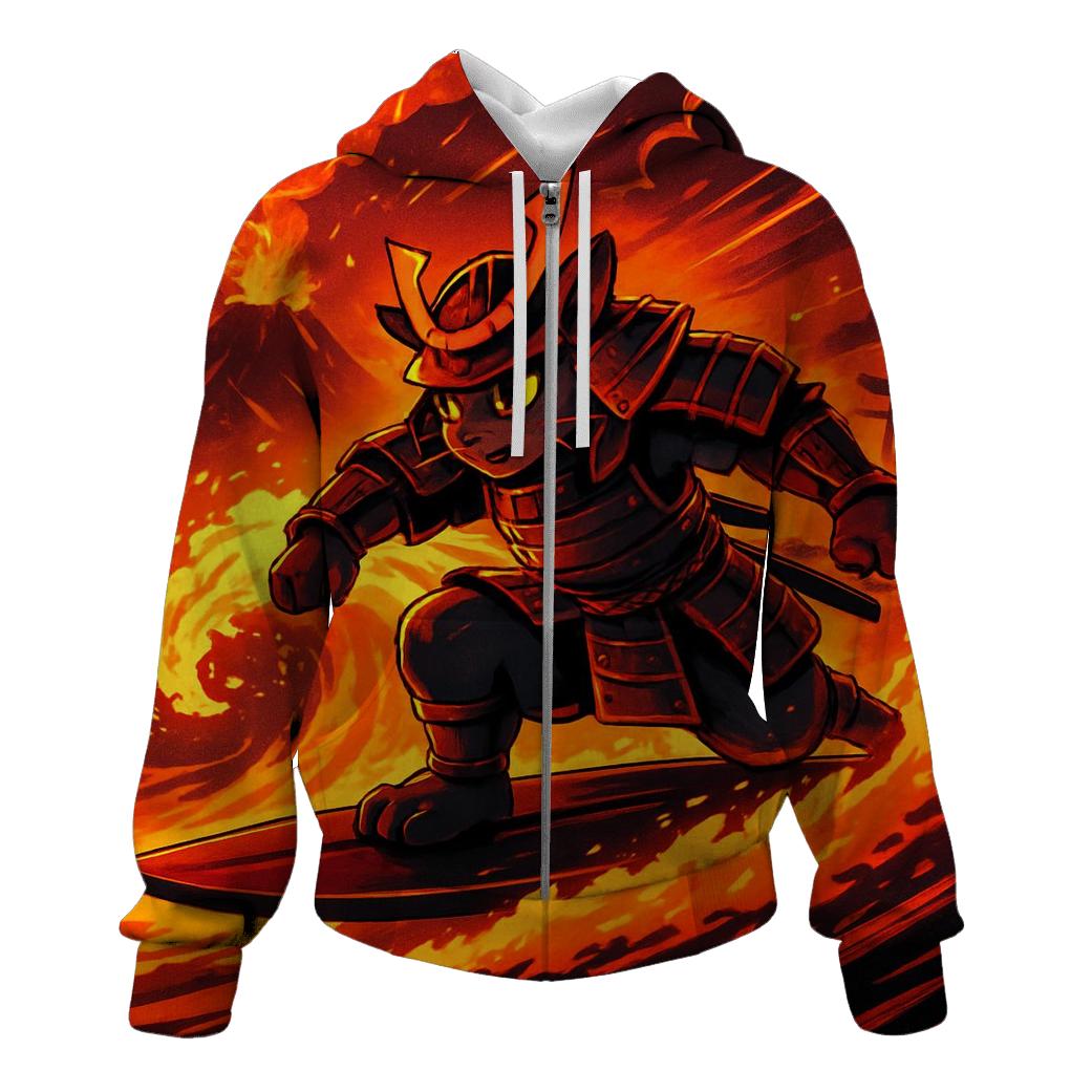 Volcanic Surf Samurai Cat hoodie styles