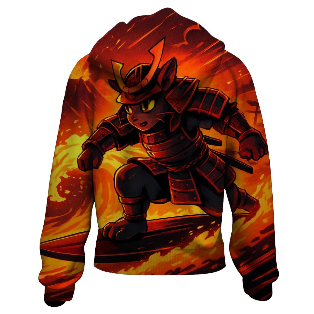 Volcanic Surf Samurai Cat hoodie styles
