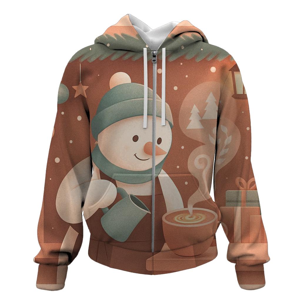 Snowman Barista Cocoa Cloud Art designer hoodies