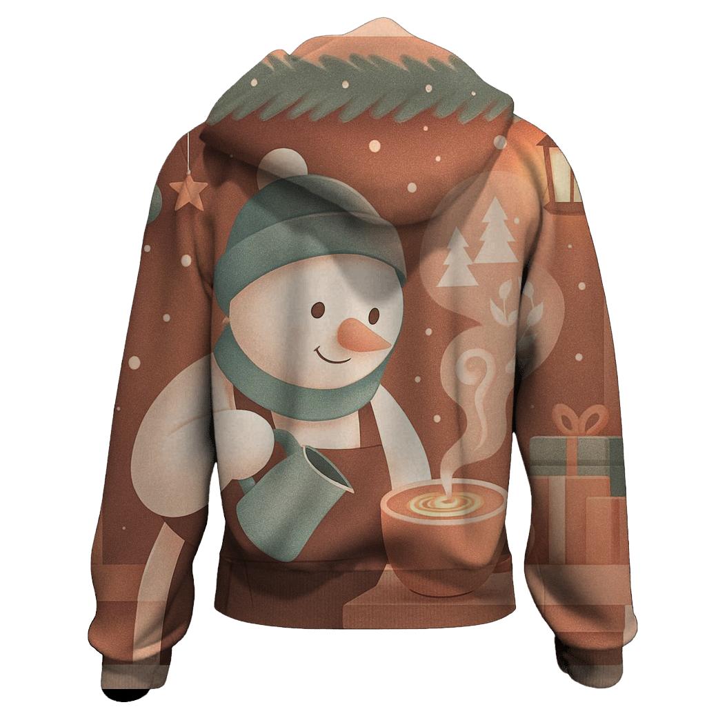 Snowman Barista Cocoa Cloud Art designer hoodies