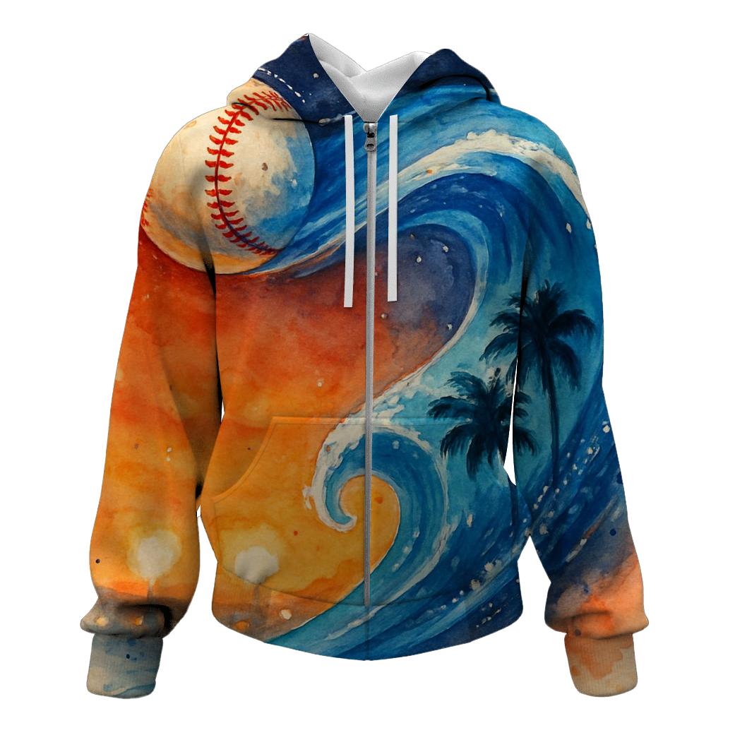Sunset Coastline Home Run embroidered hoodies