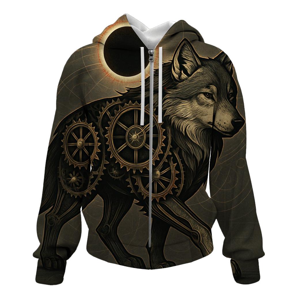 Clockwork Eclipse Wolf hoodie trends