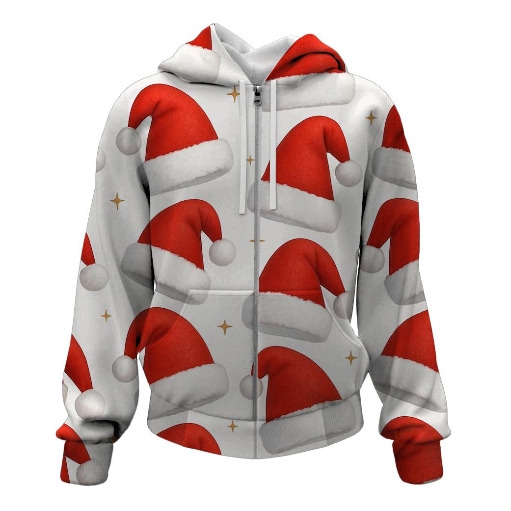 Red Santa Hat Stripe Repeat On White Background designer hoodies