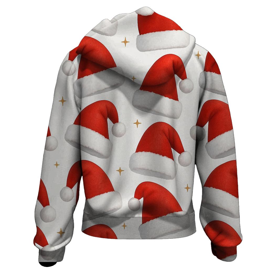Red Santa Hat Stripe Repeat On White Background designer hoodies