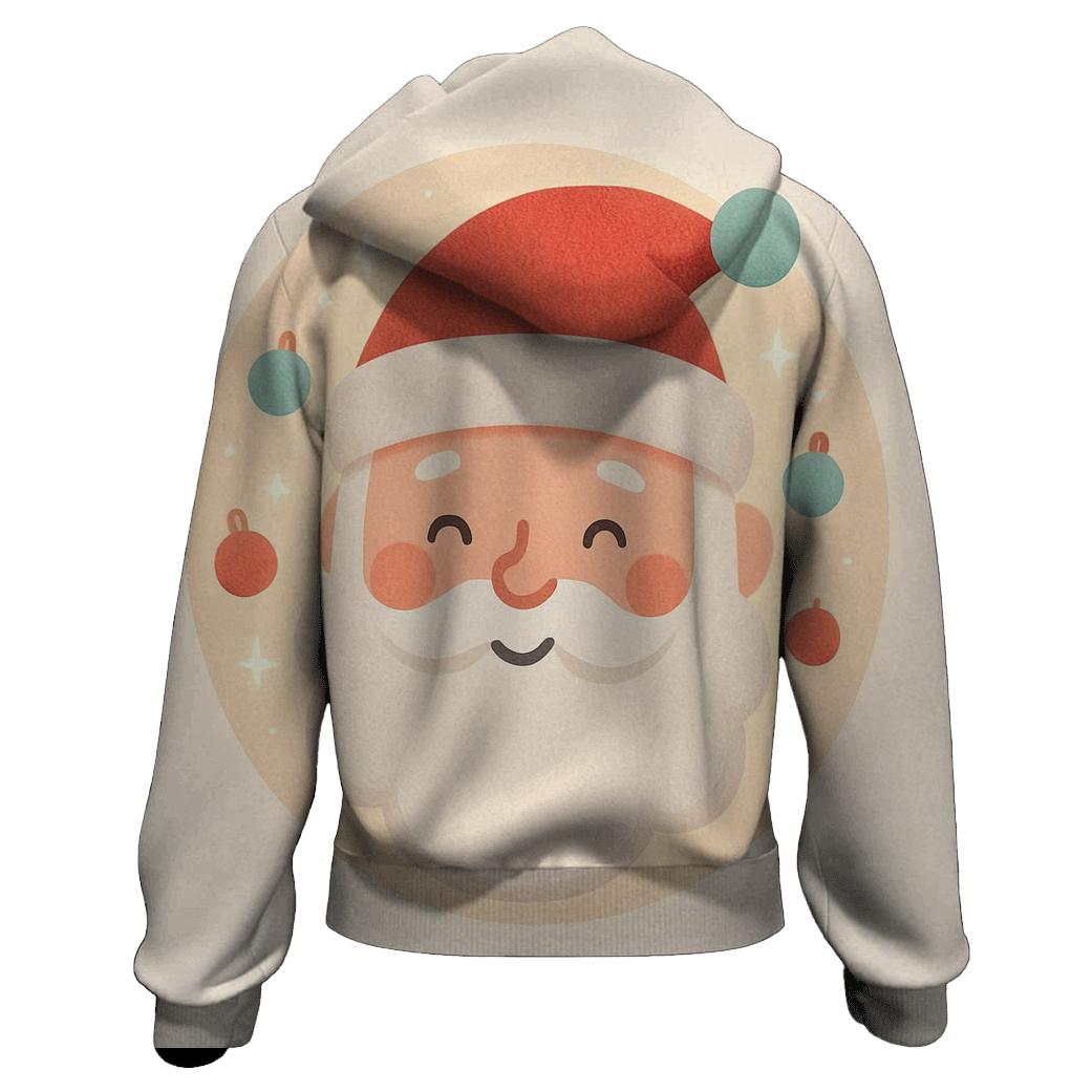 Minimal Santa Face With Frosted Ornament Halo premium hoodies