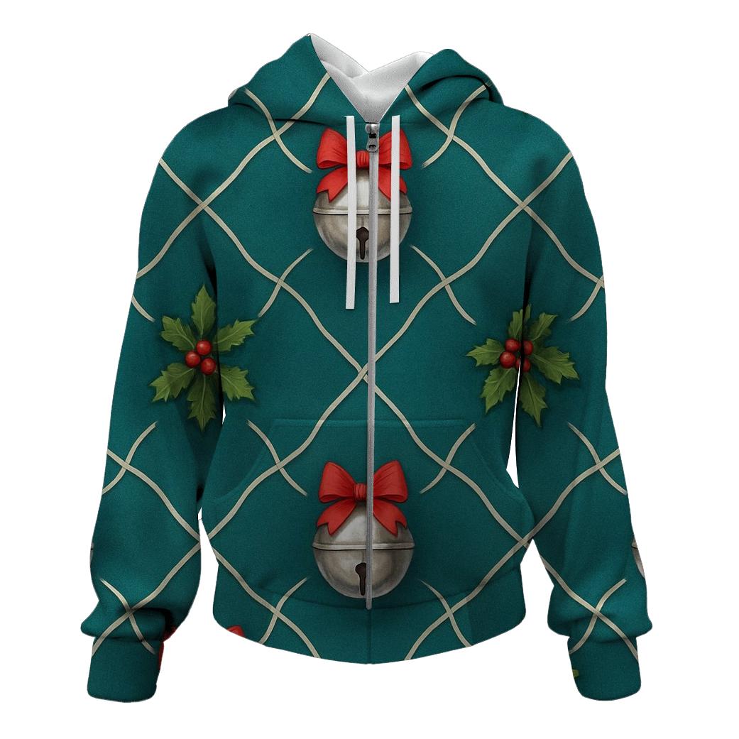 Silver Bell Lattice On Teal Background pullover hoodies