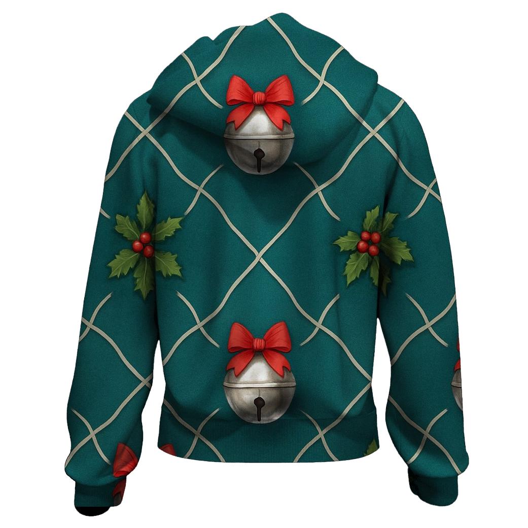 Silver Bell Lattice On Teal Background pullover hoodies