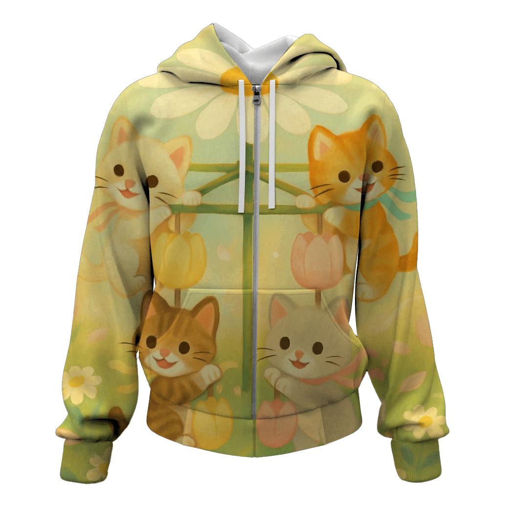 Meadow Carousel Blossom Cats designer hoodies