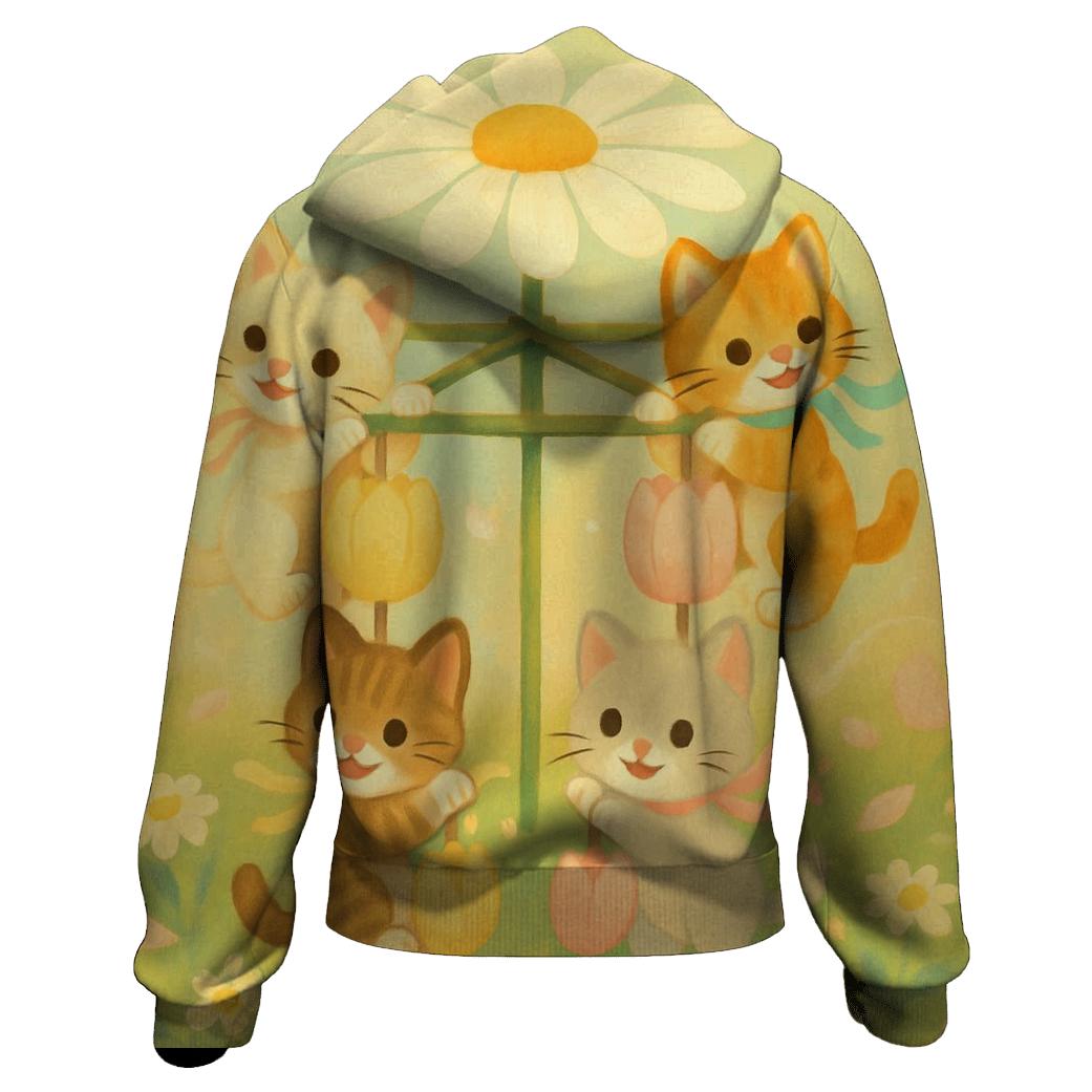 Meadow Carousel Blossom Cats designer hoodies