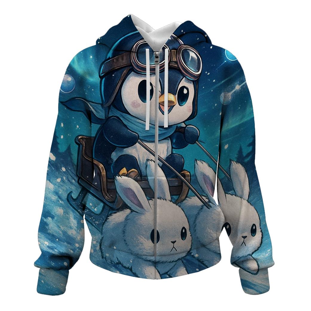 Penguin Sleigh Ride Through Northern Lights hoodie trends