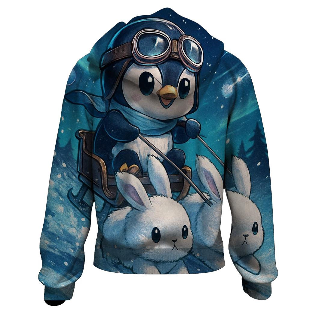 Penguin Sleigh Ride Through Northern Lights hoodie trends