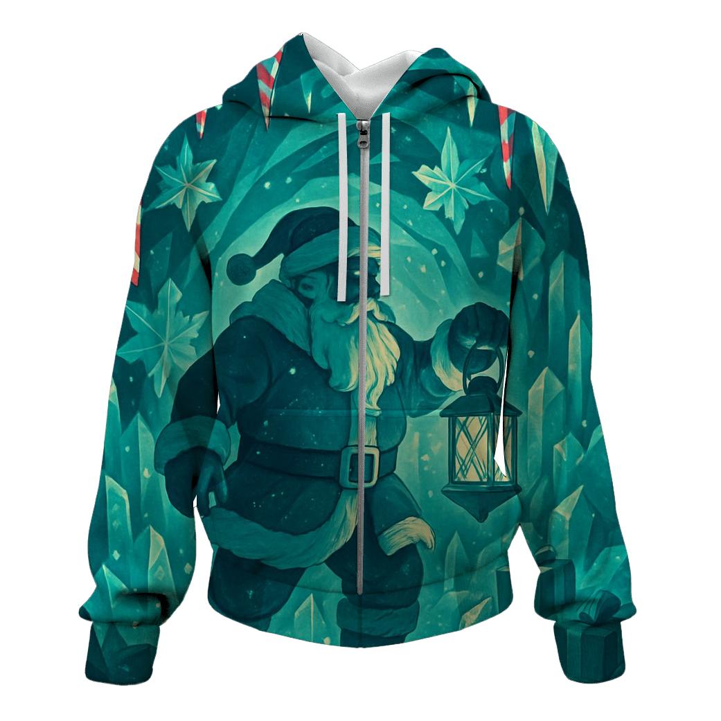 Santa In Crystal Cave Of Peppermint Ice heavyweight hoodies