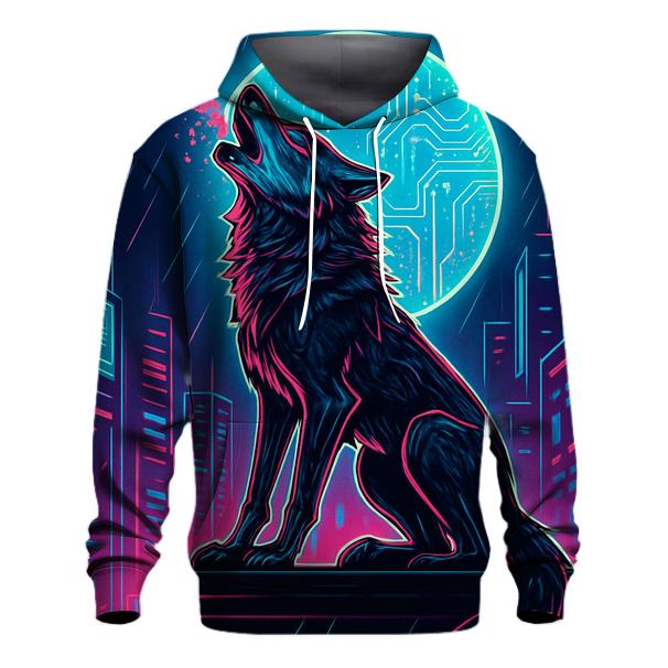 Neon Circuit Howl Wolf zip-up hoodies