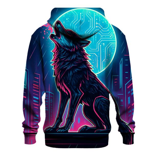 Neon Circuit Howl Wolf zip-up hoodies