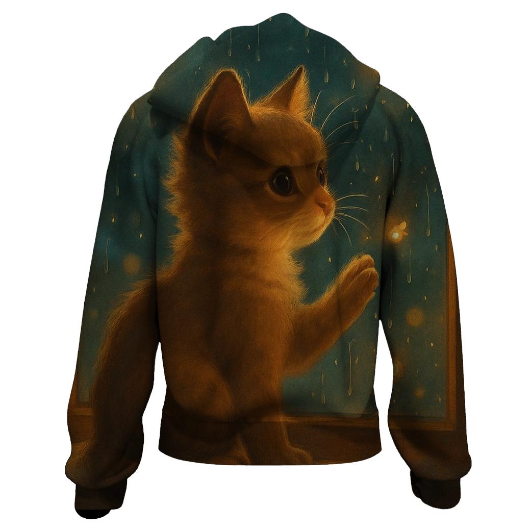Rainy Window Paws And Fireflies hoodie designs
