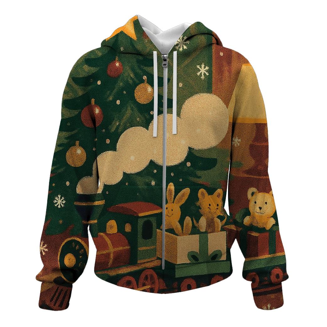 Vintage Holiday Poster Toy Train Carousel hoodie styles