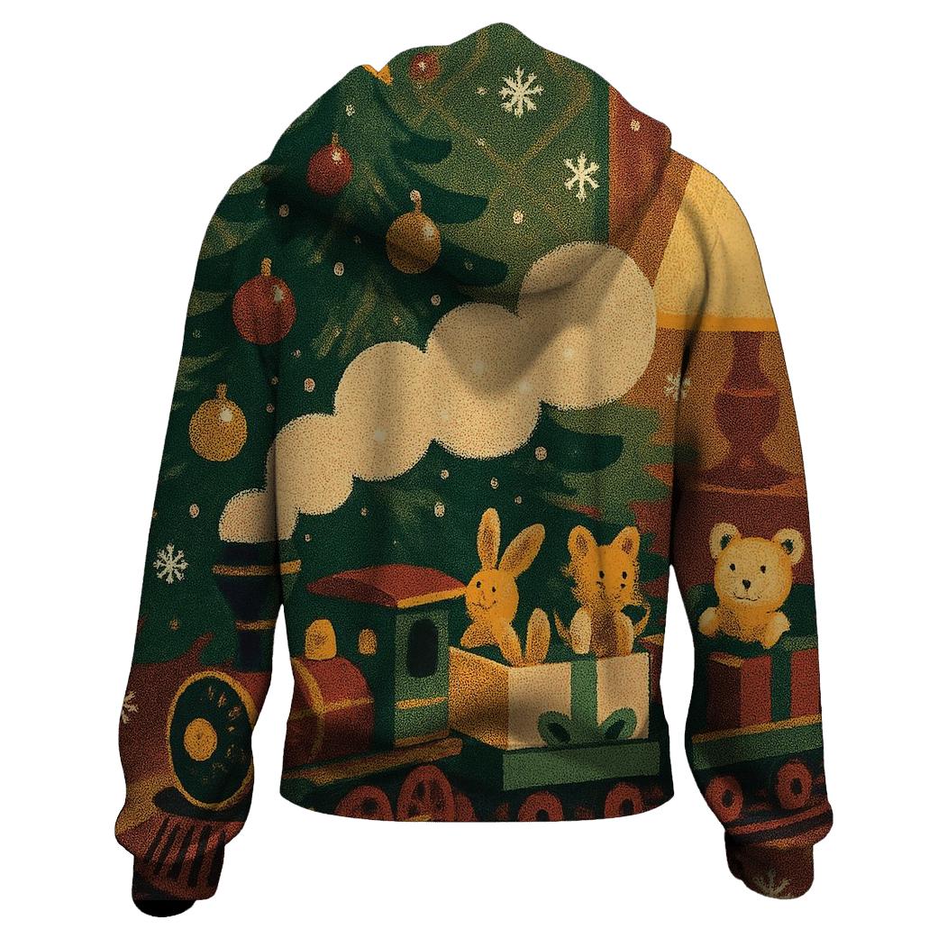 Vintage Holiday Poster Toy Train Carousel hoodie styles