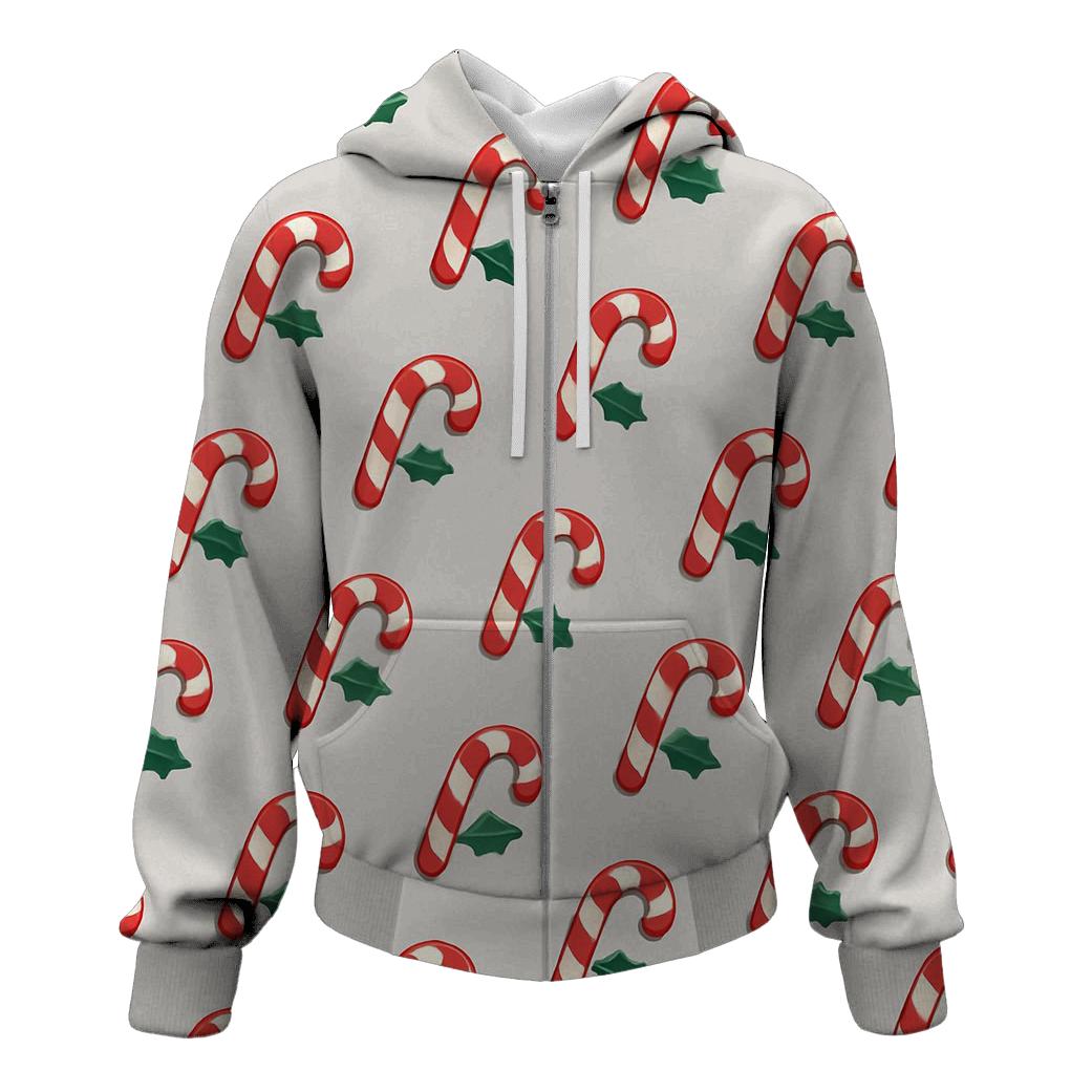 Candy Cane Polka Dot On Light Gray Background lightweight hoodies