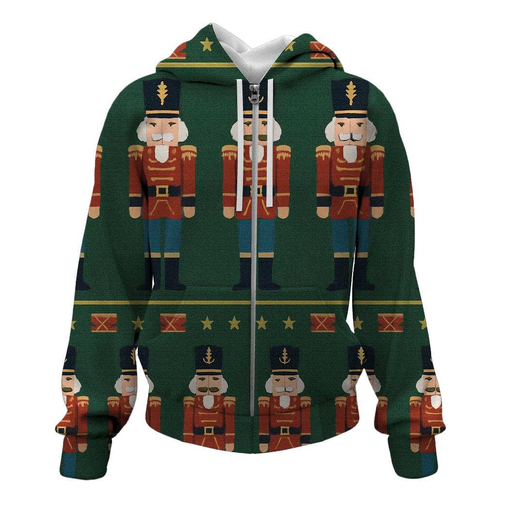 Nutcracker Soldier Border Stripe On Green Background custom hoodies