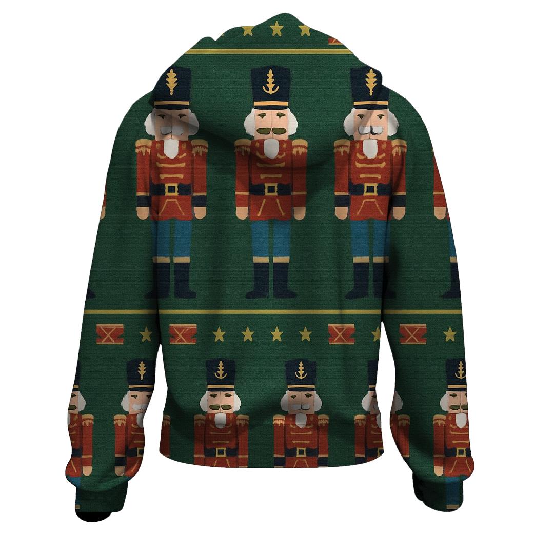Nutcracker Soldier Border Stripe On Green Background custom hoodies