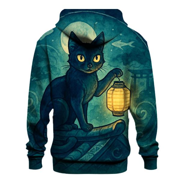 Midnight Lantern Guardian Cat pullover hoodies