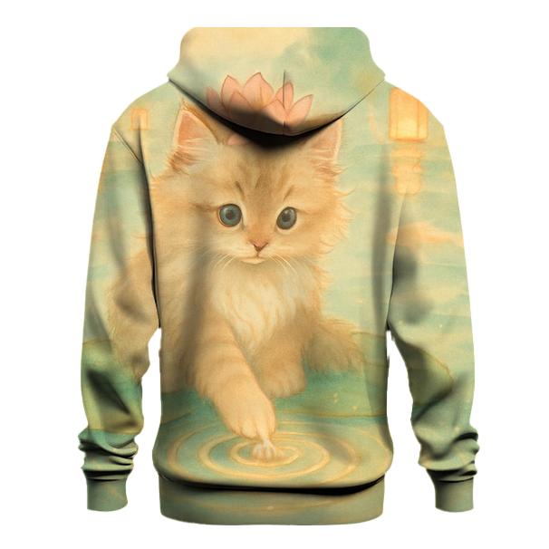 Lantern Lake Lotus Cat embroidered hoodies