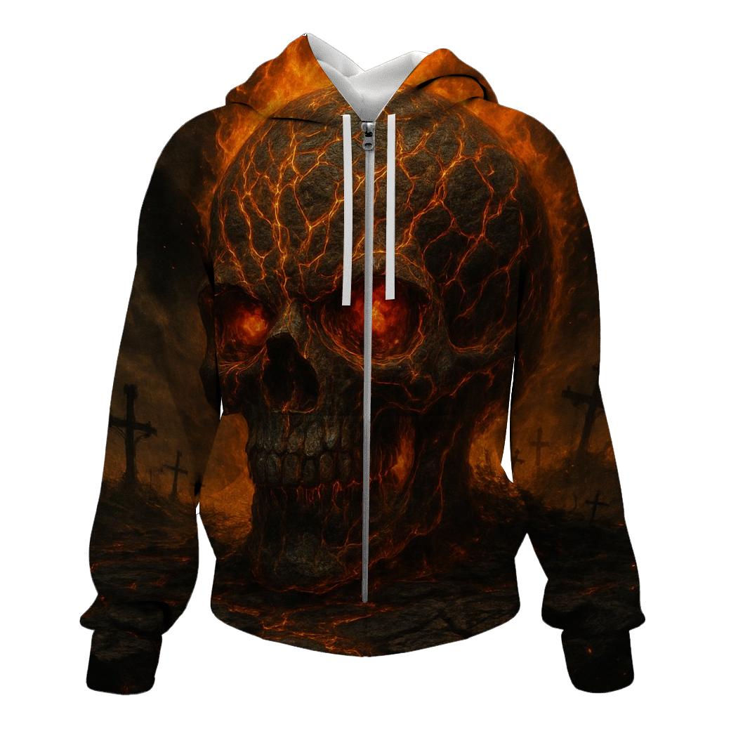 Lava Veins Skull Sentinel premium hoodies