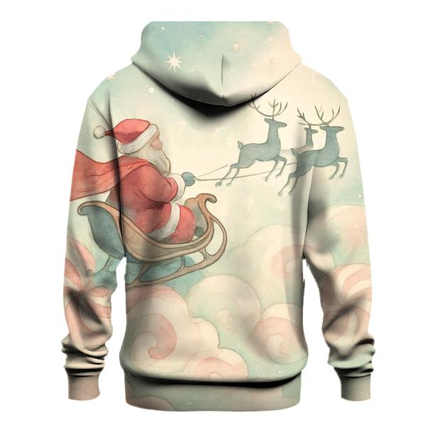 Dreamy Watercolor Sleigh Through Cloud Candy lightweight hoodies