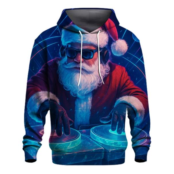 Santa DJ Frostwave Turntable Night printed hoodies