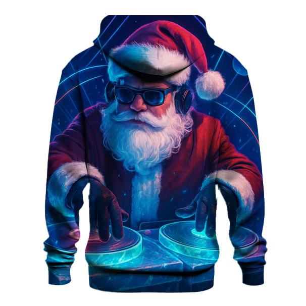 Santa DJ Frostwave Turntable Night printed hoodies