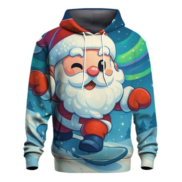 Chibi Santa Snowboarding Aurora Ridge zip-up hoodies