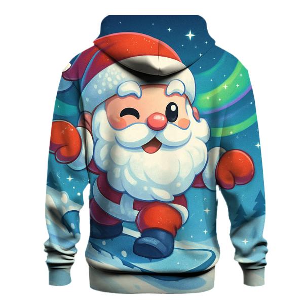 Chibi Santa Snowboarding Aurora Ridge zip-up hoodies