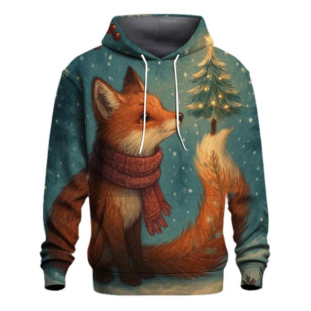 Christmas Tree Fox In Lantern Snow graphic hoodies