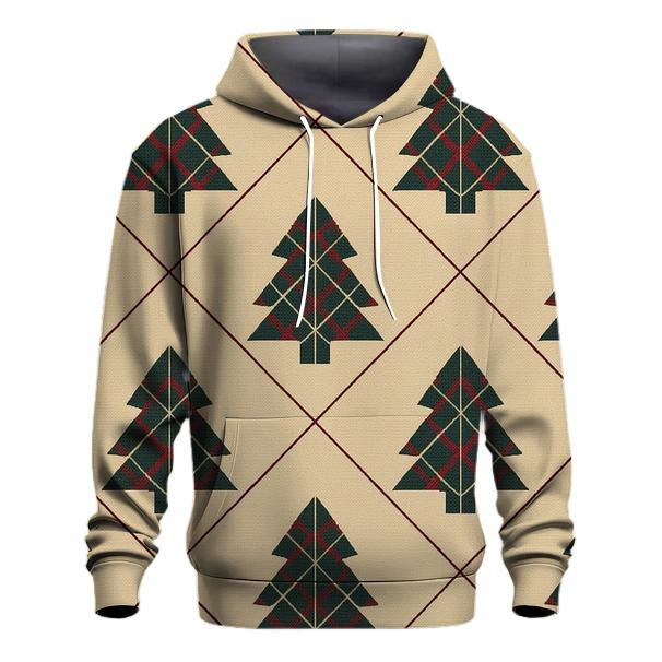 Plaid Christmas Tree Tile On Beige Background zip-up hoodies